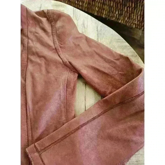 Collection Privee? Brown Leather Jacket Womens Size 42/6 Made In Italy Designer - Picture 11 of 16